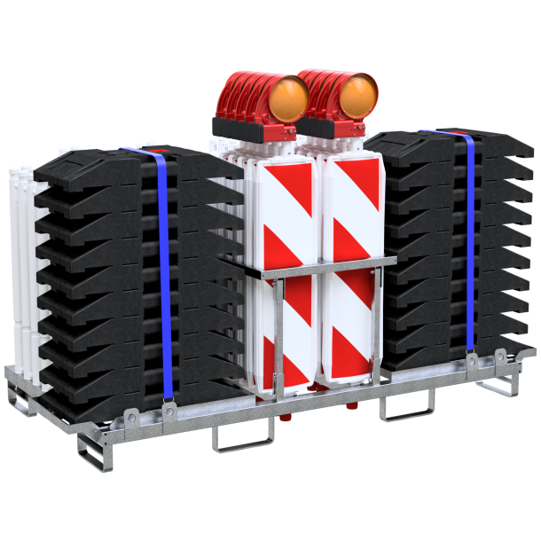 SET | with 10 barrier grids, beacons, base plates and lamps | traffic panel: 36-1NOX2, panel fence: 33520KA2, base plate: 31-1NOX, with film RA2/B